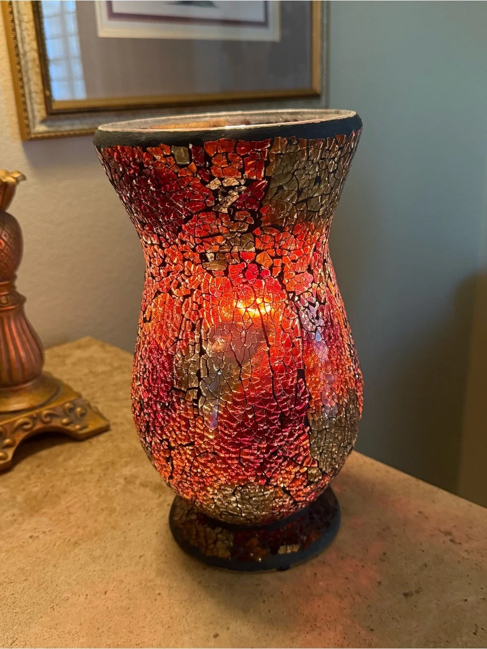 Crackle Glass Mosaic Accent Lamp